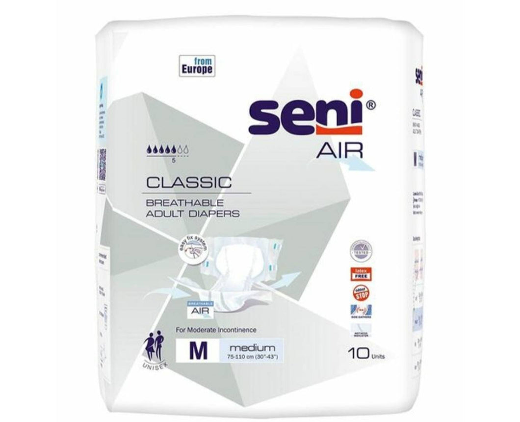 Classy Breathable Adult Diapers - M, 10 Pieces